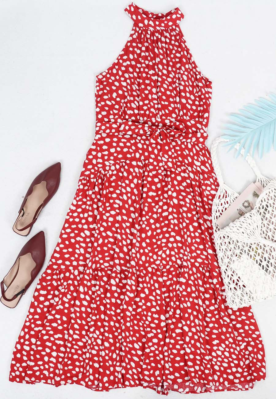 Halter Ruffled Maxi Dress
