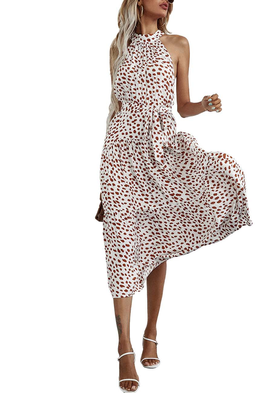 Halter Ruffled Maxi Dress