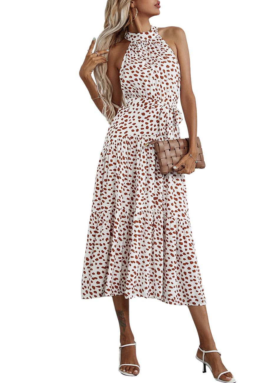 Halter Ruffled Maxi Dress