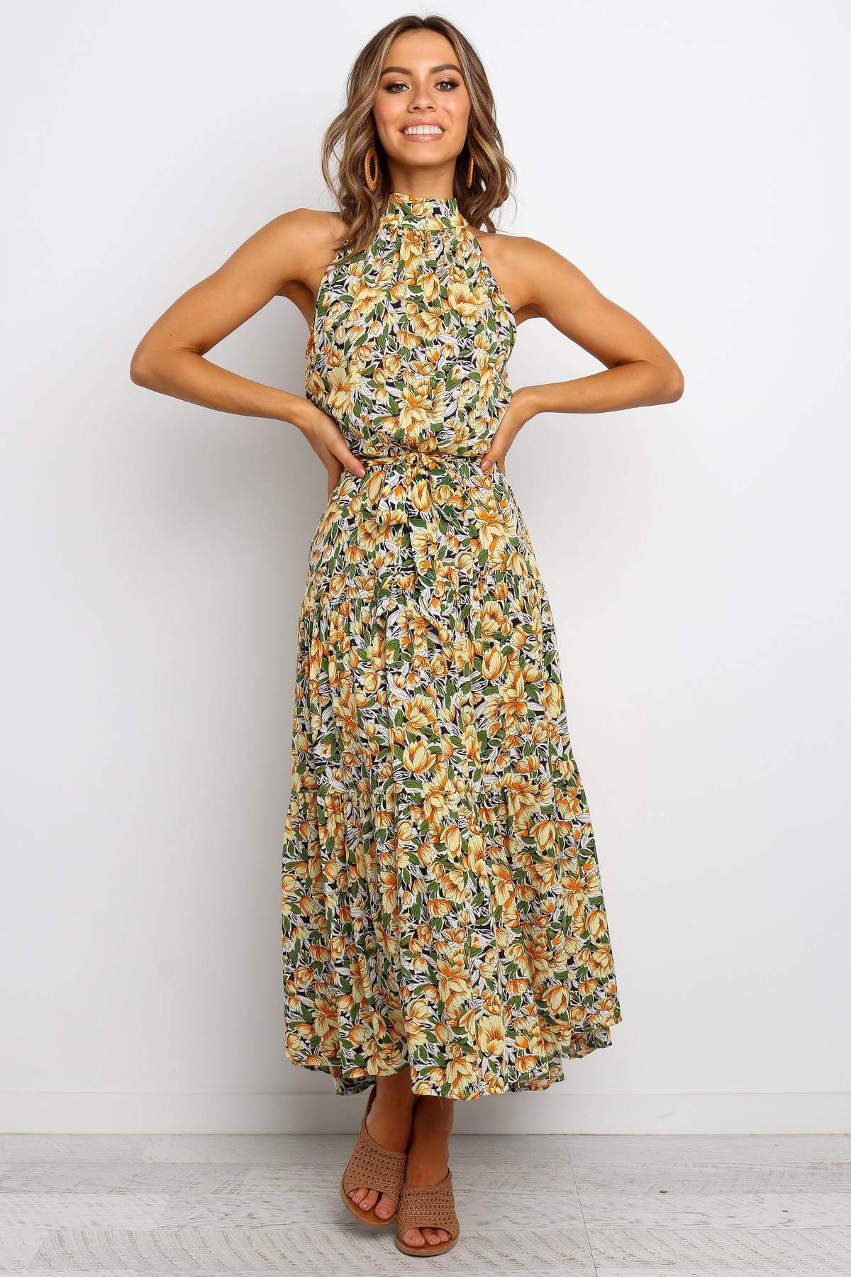 Halter Ruffled Maxi Dress