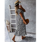 Daisy-Detail Viscose Maxi Dress with Wrap Detail