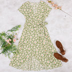 Daisy-Detail Viscose Maxi Dress with Wrap Detail