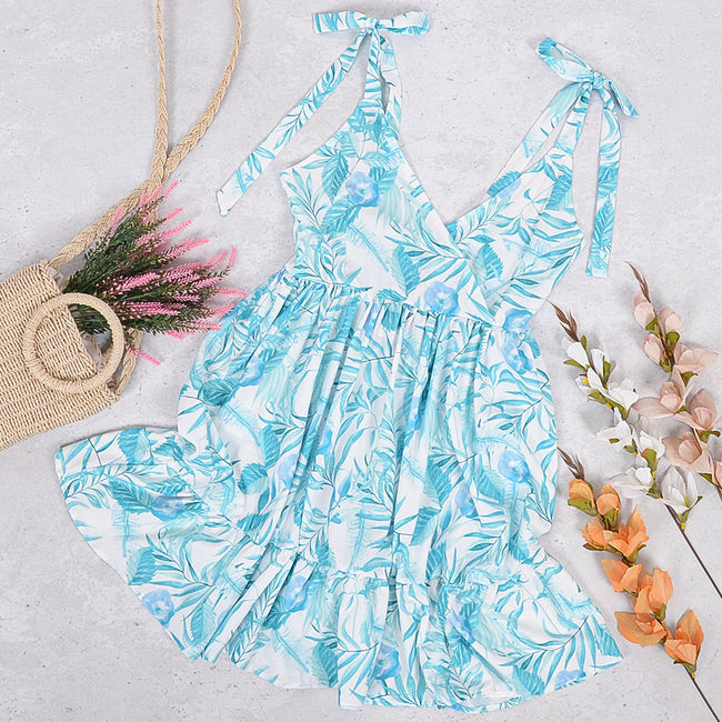 Plunging Strap-Detail Dress with Ribbon Details Main image