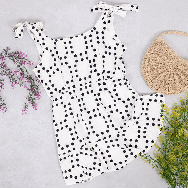 Polka-Dot Mini Dress with Bow Details Main image