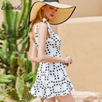 Polka-Dot Mini Dress with Bow Details