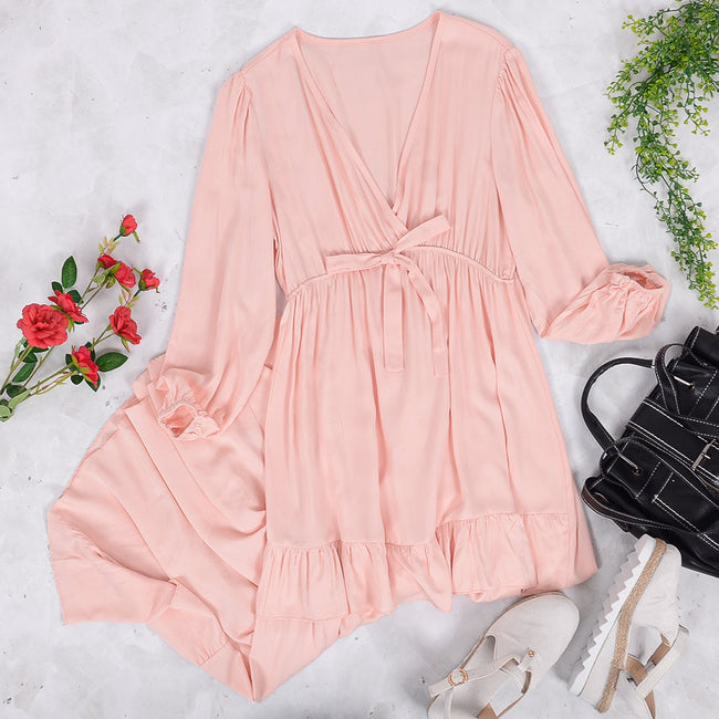 Ruffled Viscose Midi Dress with Layered Details Main image
