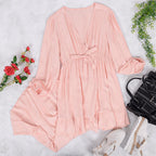 Ruffled Viscose Midi Dress with Layered Details