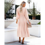 Ruffled Viscose Midi Dress with Layered Details