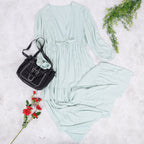 Ruffled Viscose Midi Dress with Layered Details