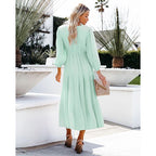 Ruffled Viscose Midi Dress with Layered Details