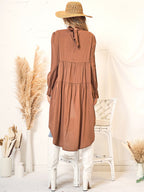 Ruffled High-Neck Jeans with Long Sleeves
