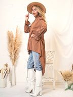 Ruffled High-Neck Jeans with Long Sleeves