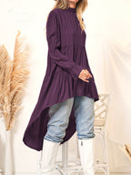 Ruffled High-Neck Jeans with Long Sleeves