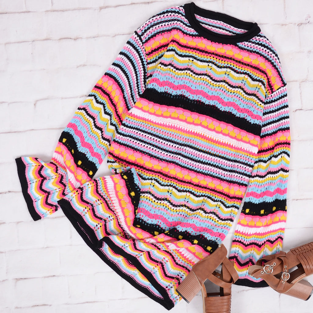 Knit Acrylic Dress with Stripes
