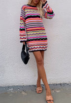 Knit Acrylic Dress with Stripes