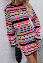 Knit Acrylic Dress with Stripes