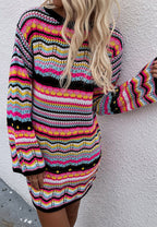 Knit Acrylic Dress with Stripes