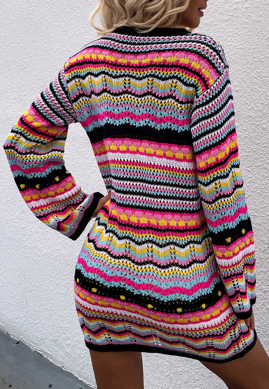 Knit Acrylic Dress with Stripes