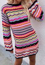 Knit Acrylic Dress with Stripes