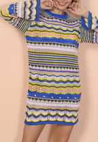Knit Acrylic Dress with Stripes
