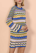 Knit Acrylic Dress with Stripes