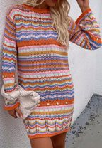 Knit Acrylic Dress with Stripes