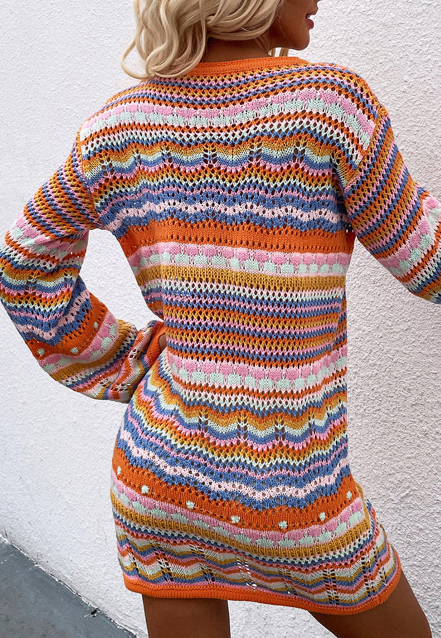 Knit Acrylic Dress with Stripes