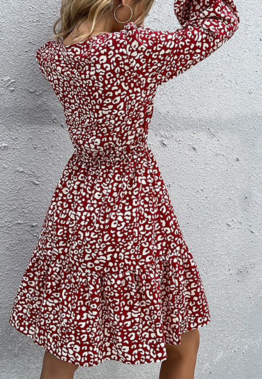 Leopard-Print Dress with Button Details