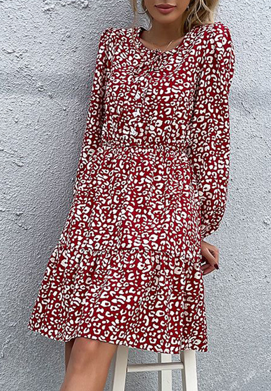 Leopard-Print Dress with Button Details