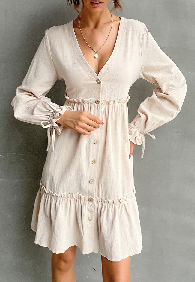 Plunging Smocked Dress Main image