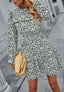 Floral High-Neck Ruffled Dress