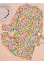 Floral High-Neck Ruffled Dress