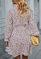 Floral High-Neck Ruffled Dress