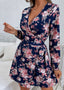Plunging Floral Dress with Print Details