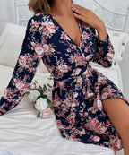 Plunging Floral Dress with Print Details