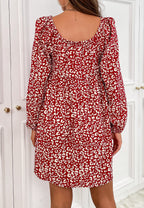 Gathered Printed Dress with Off-Shoulder Neckline