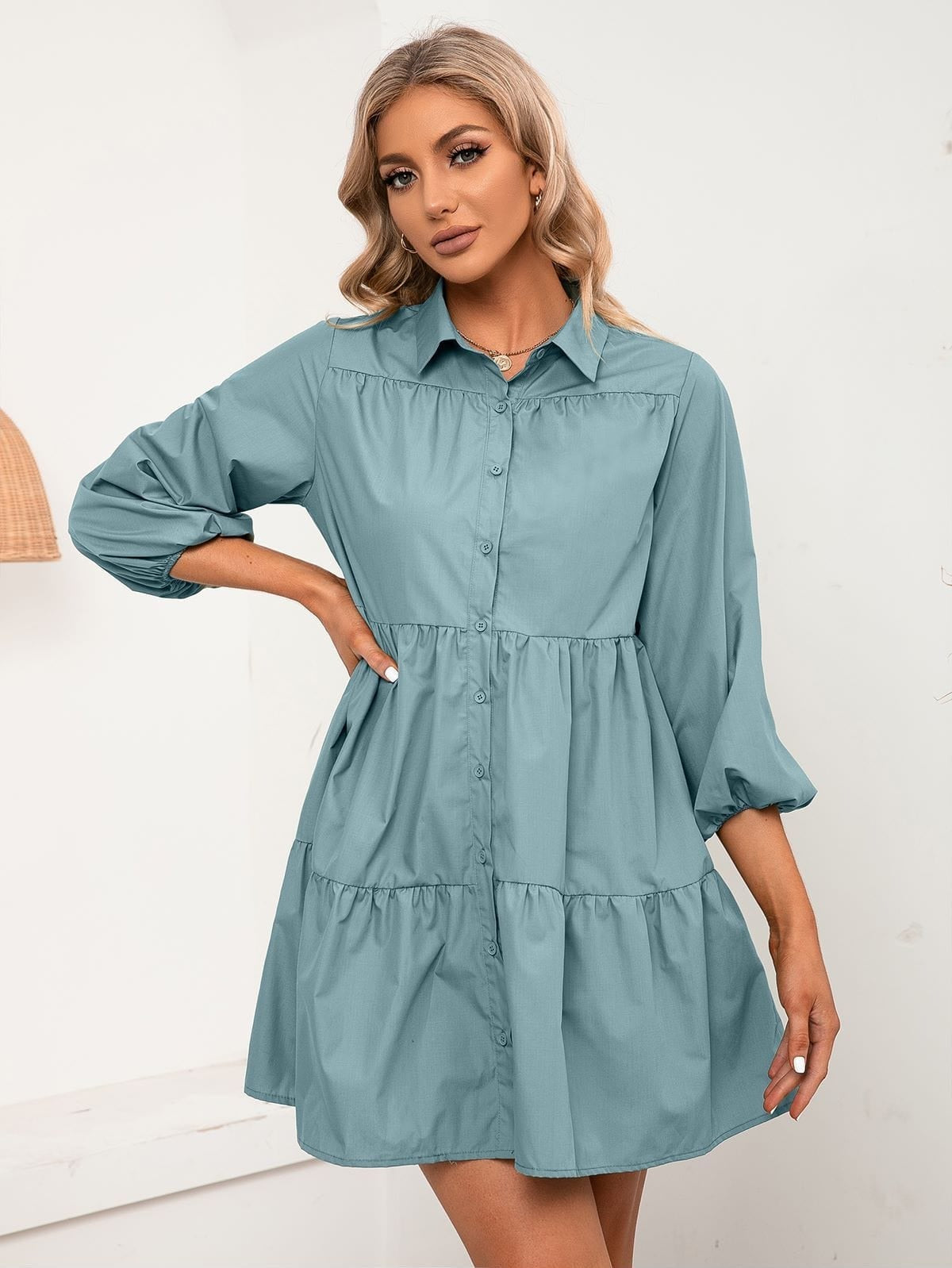 Layered Dress with Button Front