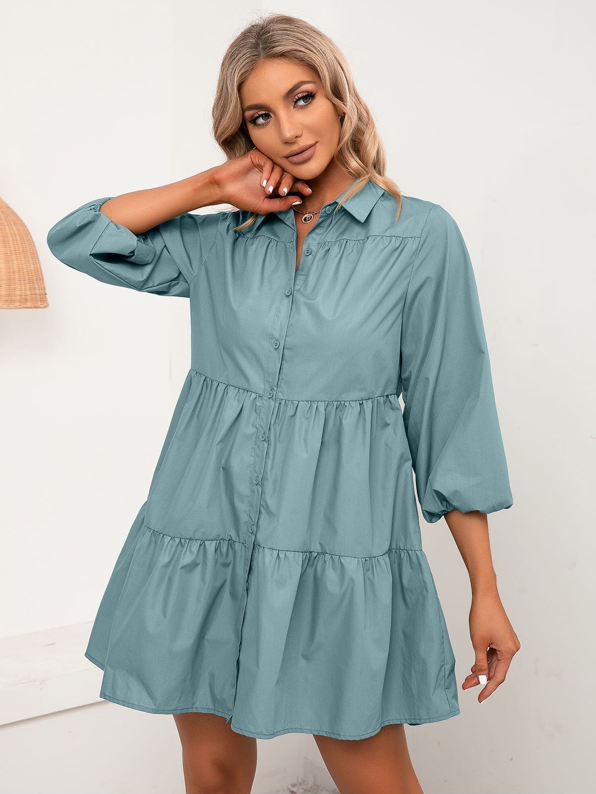 Layered Dress with Button Front