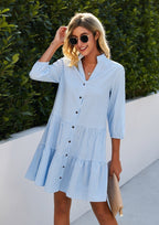 Button-Front Gingham Dress with Contrast Details