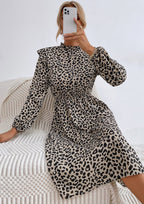 Leopard-Print Ruffled Dress