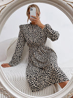 Leopard-Print Ruffled Dress