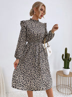Leopard-Print Ruffled Dress