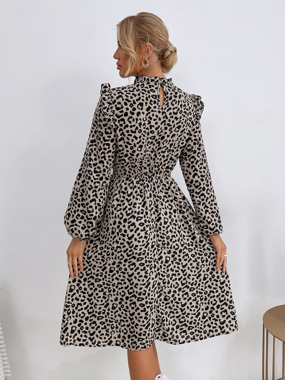 Leopard-Print Ruffled Dress