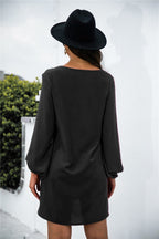 V-Neck Dress with Lace Trim