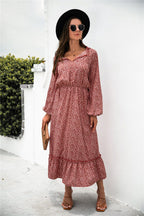 Ruffled Floral Dress with Long Sleeves