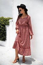 Ruffled Floral Dress with Long Sleeves