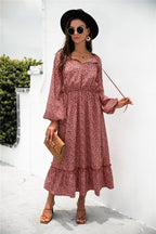 Ruffled Floral Dress with Long Sleeves