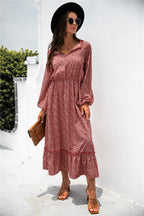 Ruffled Floral Dress with Long Sleeves