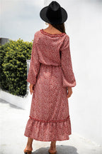 Ruffled Floral Dress with Long Sleeves