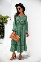 Ruffled Floral Dress with Long Sleeves